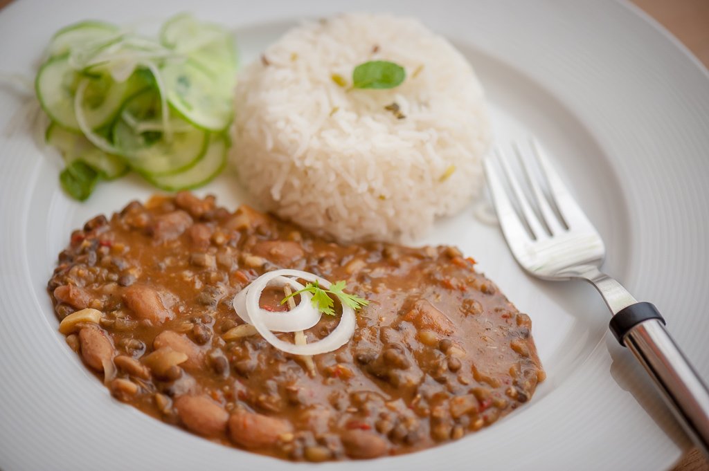Dal makhani, creamy black lentils finished with butter and cream