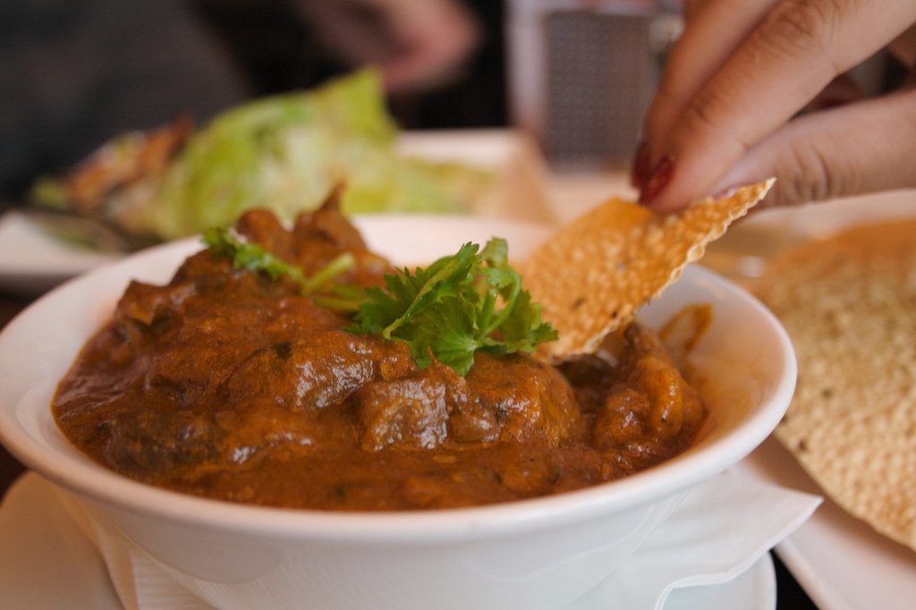 Rogan josh lamb curry in a deep red Kashmiri gravy