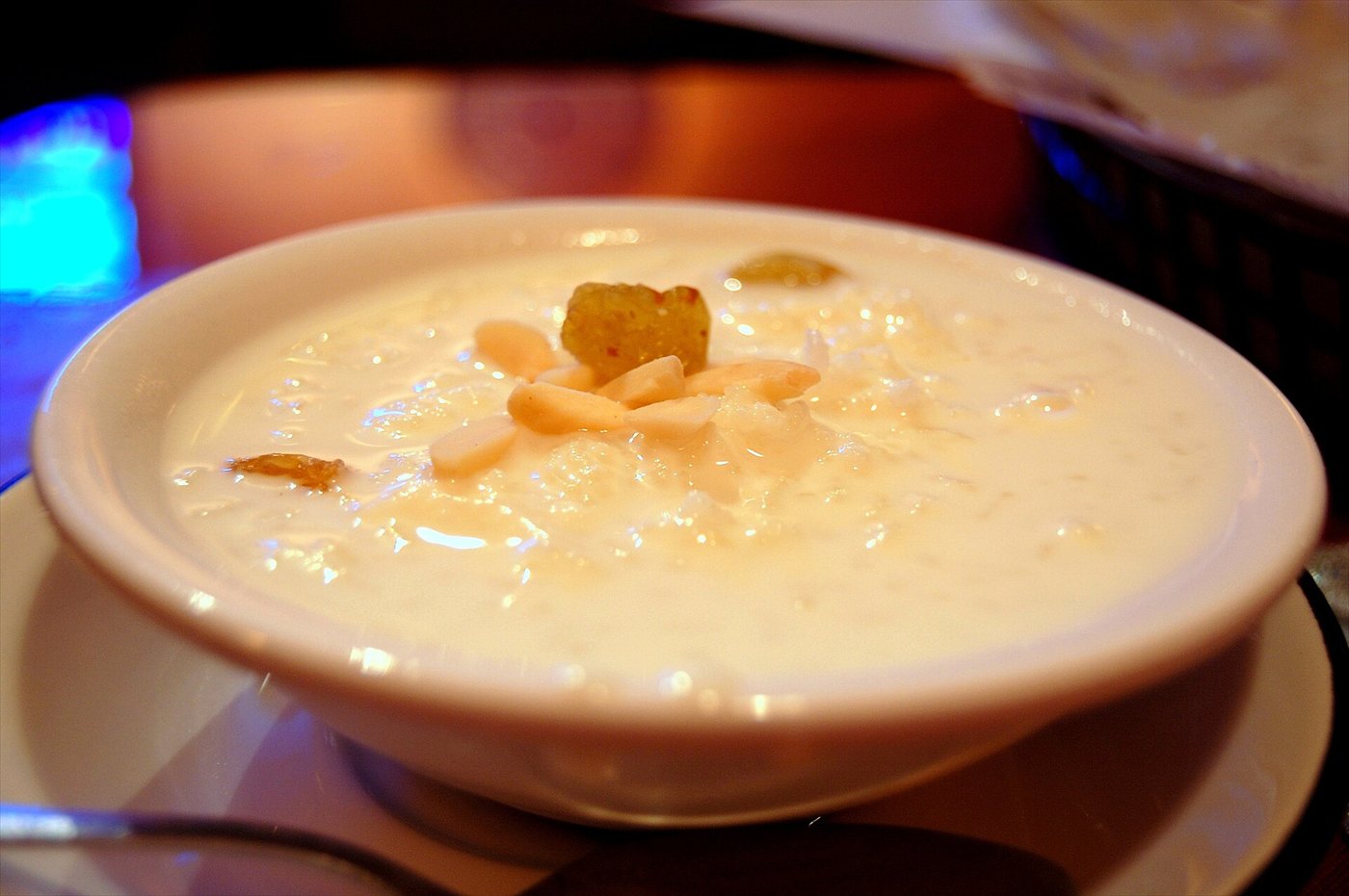 Kheer, Indian rice pudding garnished with nuts