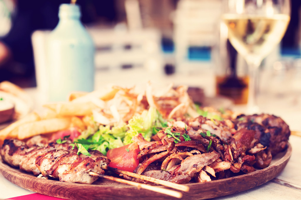 Assorted mixed grill platter with kebabs